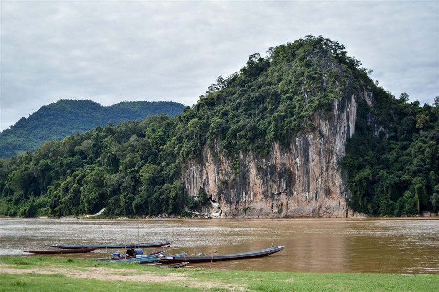 Longboats on the Mekong near Luang Prabang